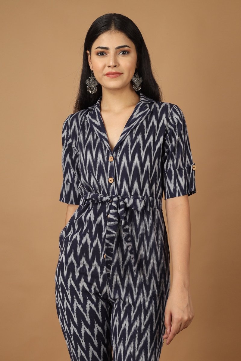 Buy Raat Ikat Cotton Jumpsuit | Shop Verified Sustainable Womens Jumpsuit on Brown Living™