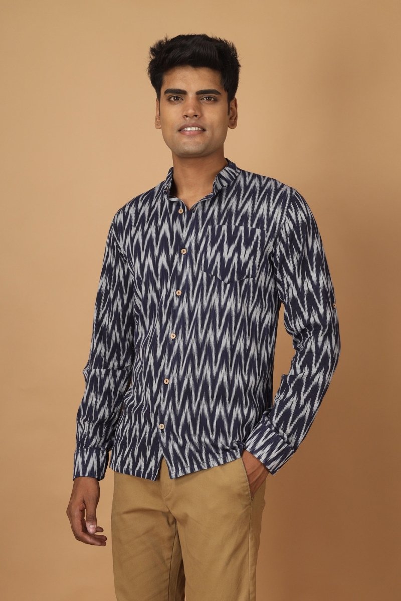 Buy Raat Ikat Mens Cotton Shirt | Shop Verified Sustainable Products on Brown Living