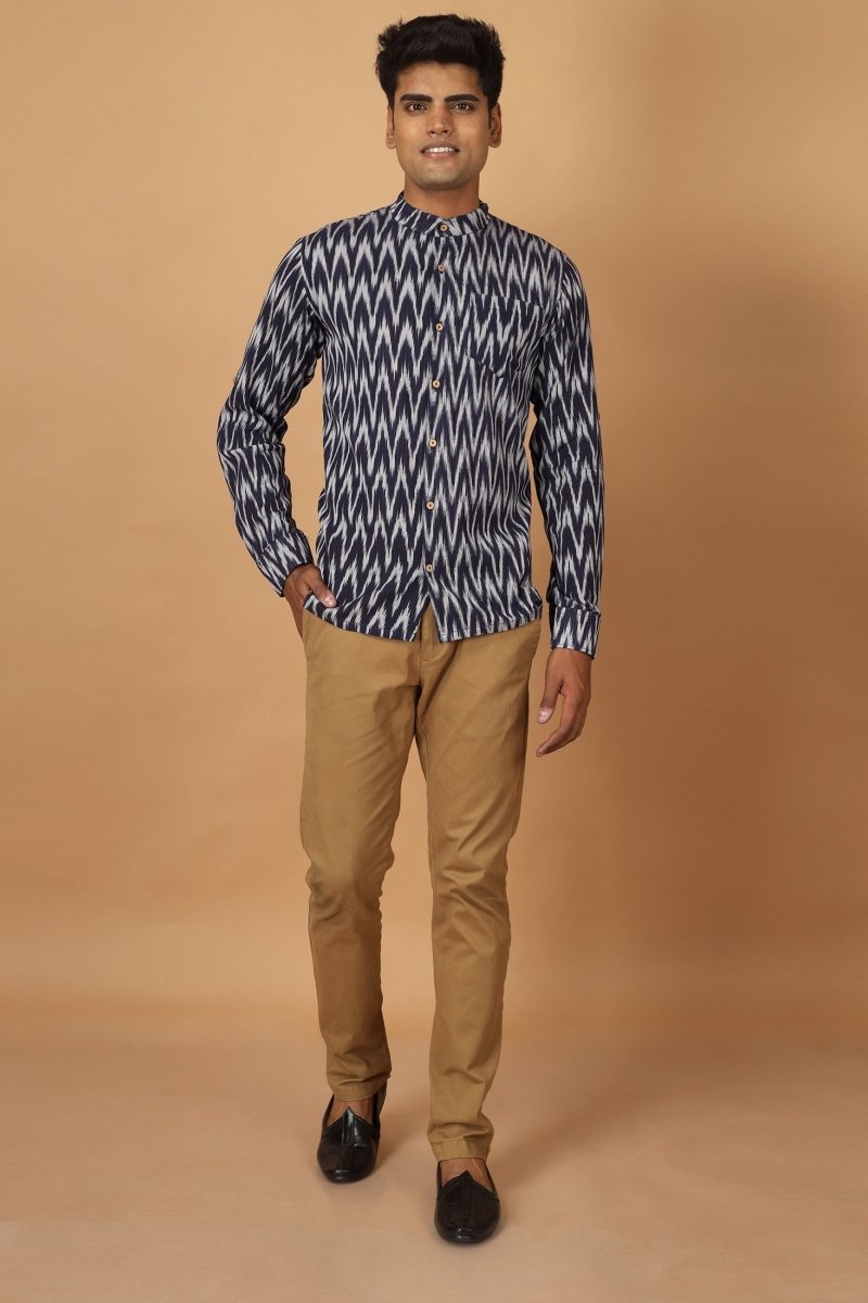 Buy Raat Ikat Mens Cotton Shirt | Shop Verified Sustainable Products on Brown Living