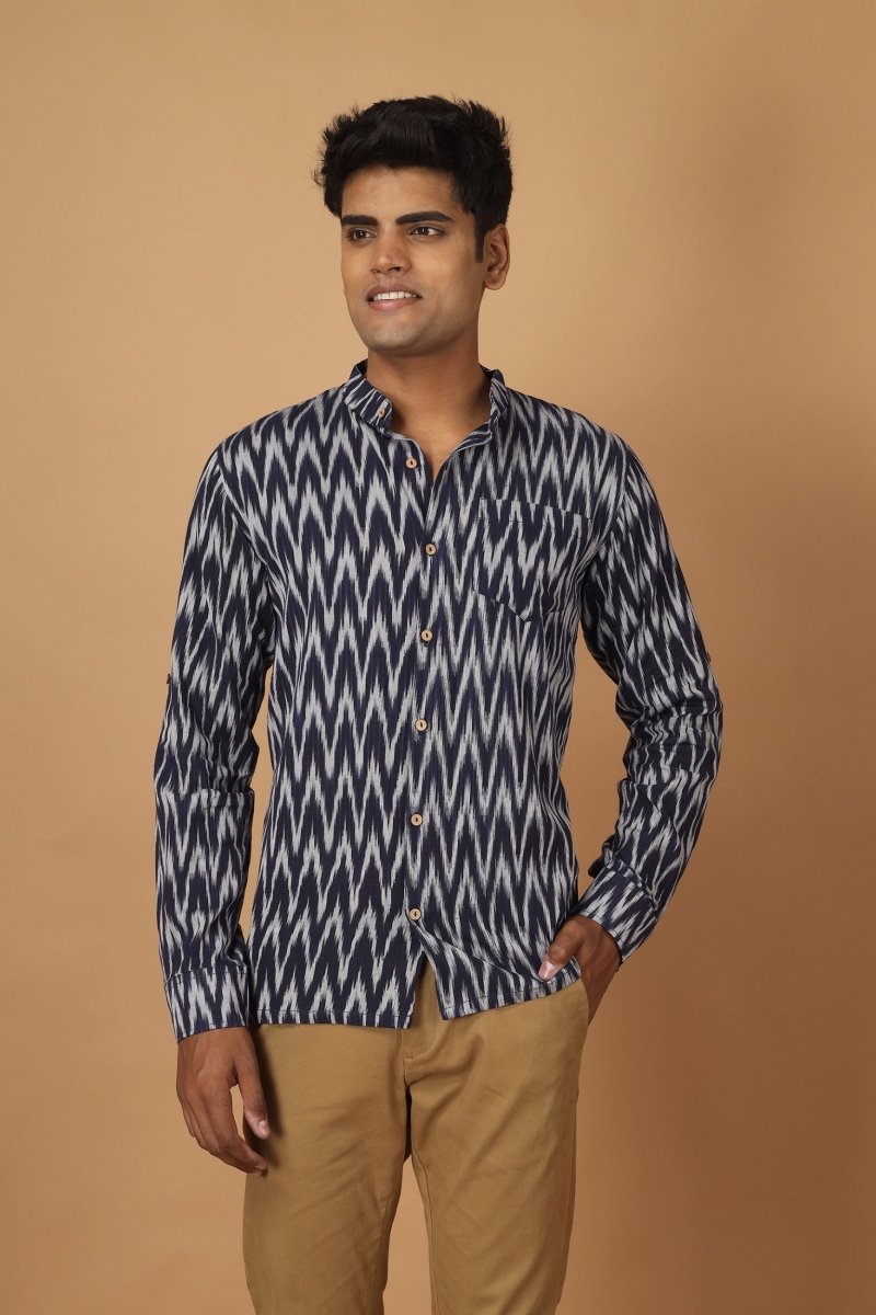 Buy Raat Ikat Mens Cotton Shirt | Shop Verified Sustainable Products on Brown Living