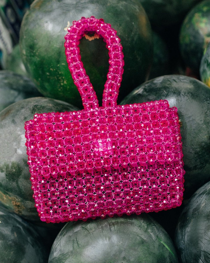 Buy Rani Wristlet | Womens Handbag | Rani Pink | Crystal glass beaded | Shop Verified Sustainable Womens Handbag on Brown Living™