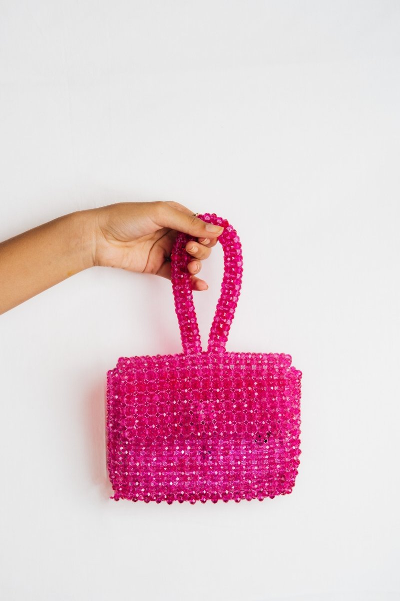 Buy Rani Wristlet | Womens Handbag | Rani Pink | Crystal glass beaded | Shop Verified Sustainable Womens Handbag on Brown Living™