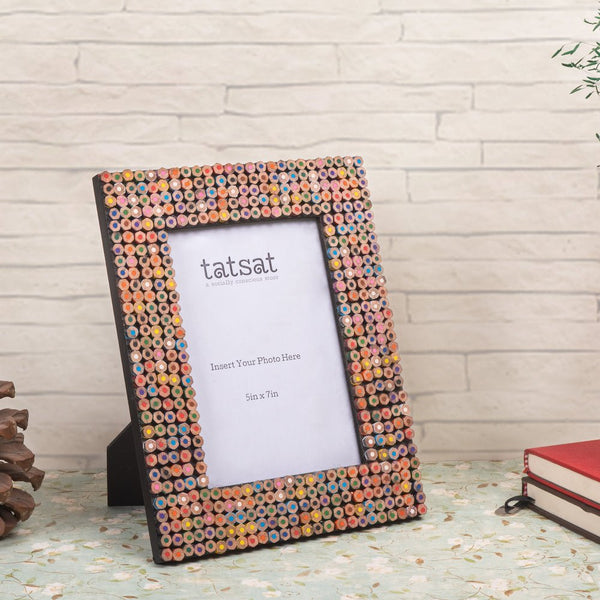 Buy Recycled Color Pencil Wooden Photo frame | Shop Verified Sustainable Desk Accessories on Brown Living™