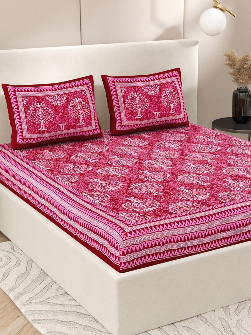 Buy Red Interiors Hand Block Printed Cotton Queen Size Bedding Set | Shop Verified Sustainable Bedding on Brown Living™