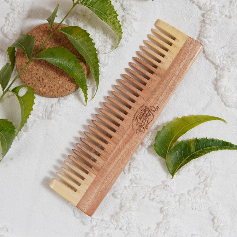 Buy Regular Wide Tooth Neem Wood Comb | Shop Verified Sustainable Hair Comb on Brown Living™