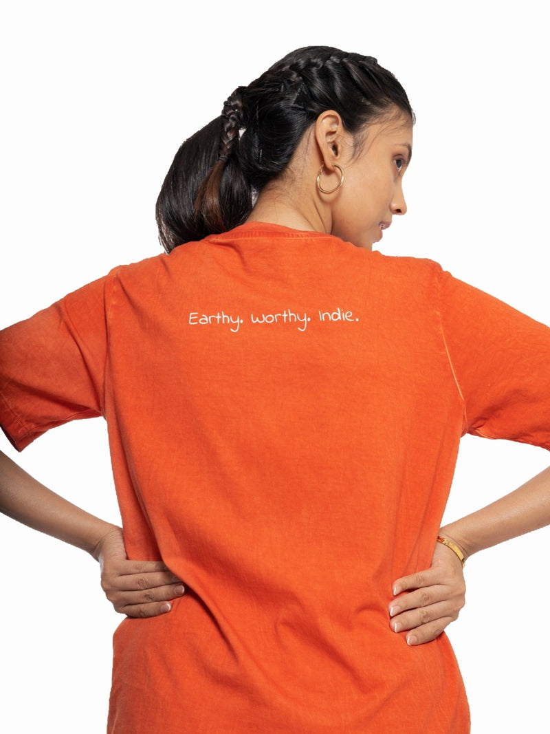 Rekindle- 100% Organic Cotton Unisex Tee - Orange | Verified Sustainable Womens T-Shirt on Brown Living™