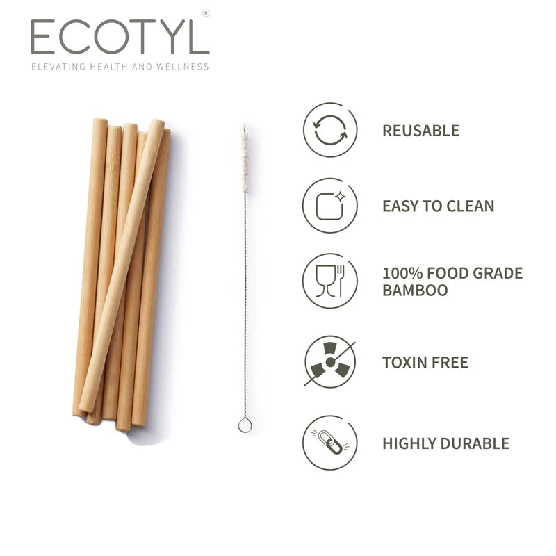 Buy Reusable Bamboo Straws with Cleaning Brush-Set of 6 | Shop Verified Sustainable Straw on Brown Living™