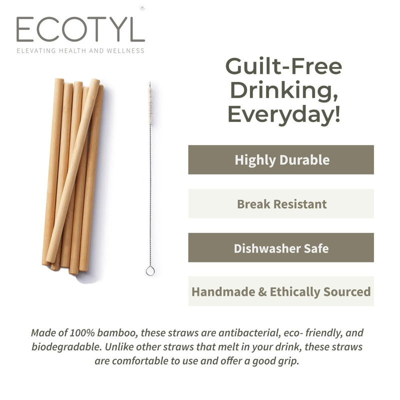 Buy Reusable Bamboo Straws with Cleaning Brush-Set of 6 | Shop Verified Sustainable Straw on Brown Living™