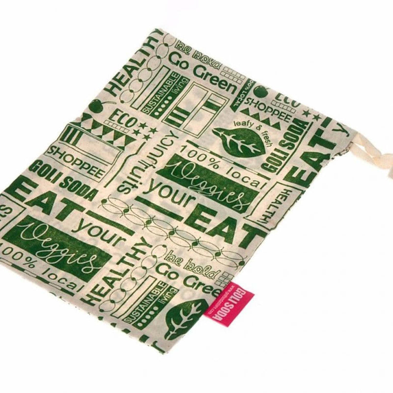 Buy Reusable Cotton Go Green Bags for - Set of 4 - Small - for Veggies, Roti, Sprouting & Paneer | Shop Verified Sustainable Fridge Vegetable Bags on Brown Living™