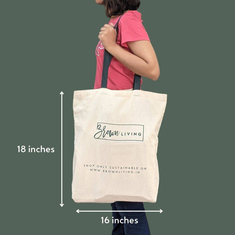 Buy Reusable Cotton Tote Bag - Plastic Free Is Easy - Off White | Shop Verified Sustainable Tote Bag on Brown Living™