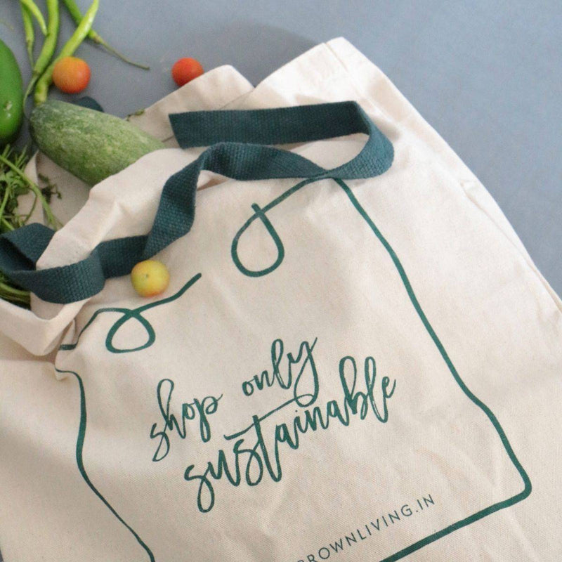 Buy Reusable Cotton Tote Bag - Shop Only Sustainable - Off White | Shop Verified Sustainable Tote Bag on Brown Living™