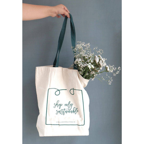 Buy Reusable Cotton Tote Bag - Shop Only Sustainable - Off White | Shop Verified Sustainable Tote Bag on Brown Living™