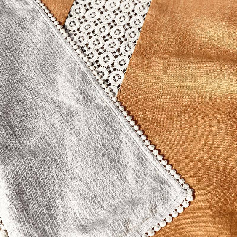 Buy Reversible Hemp Table Runner with Cotton Lace Detailing | Shop Verified Sustainable Table Linens on Brown Living™