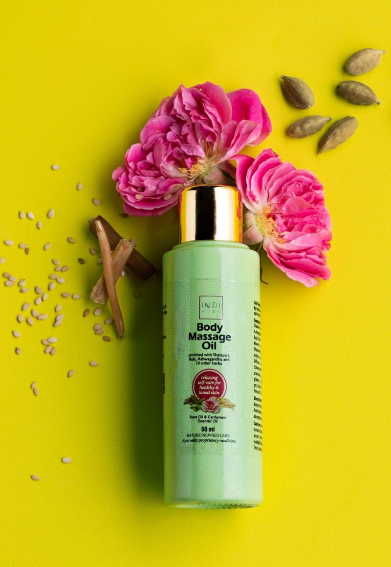 Buy Rose & Cardamom Body Massage Oil | Shop Verified Sustainable Body Oil on Brown Living™