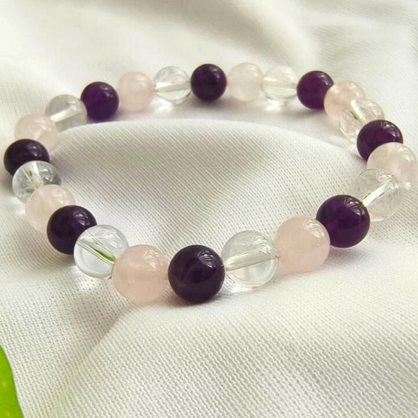 Buy Rose quartz | Amethyst & Clear crystal Bracelet | Shop Verified Sustainable Womens Bracelets on Brown Living™