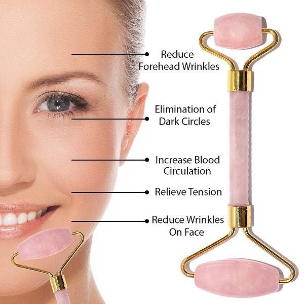 Rose Quartz Face Massage Roller | Verified Sustainable Massager on Brown Living™