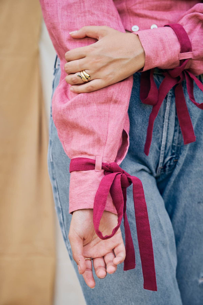 Rose Shell- Linen and Handloom Cotton Top | Verified Sustainable Womens Top on Brown Living™