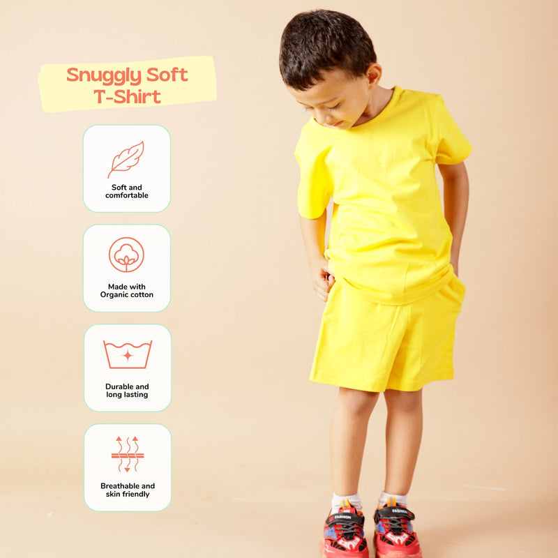 Round Neck Oversize Cotton Tee- Dandelion Yellow | Verified Sustainable Kids Shirts on Brown Living™