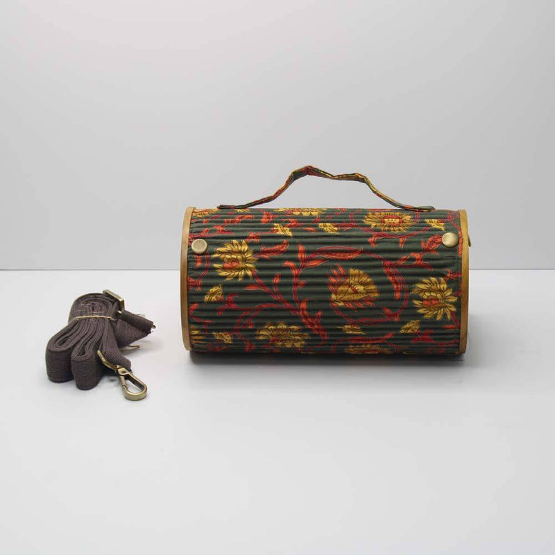 Buy Round Sling Bag/Clutch Single Sleeve - Floral Creeper Black | Shop Verified Sustainable Womens Handbag on Brown Living™