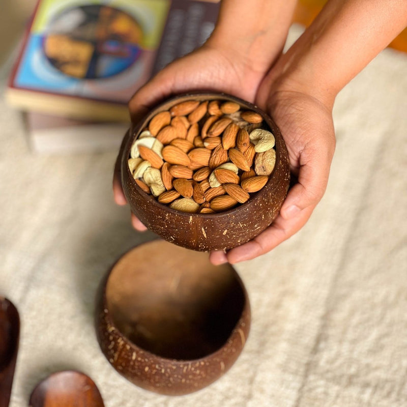 Buy Rozana Coconut Bowl Set | Handcrafted | 100% Natural | Zero-waste | Scrapshala | Shop Verified Sustainable Plates & Bowls on Brown Living™