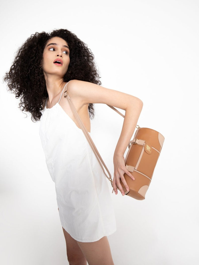 Buy Salacia (Almond & Caramel) | Women's bag made with Apple Leather | Shop Verified Sustainable Womens Handbag on Brown Living™