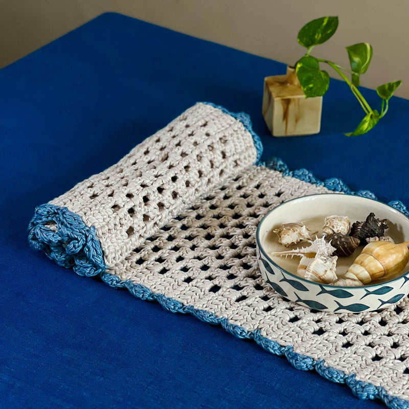 Buy Sandhya Handmade Designer Crochet Runner & Mat Set | Shop Verified Sustainable Table Decor on Brown Living™