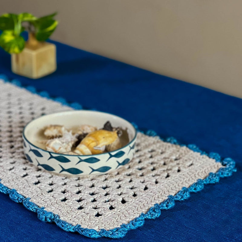 Buy Sandhya Handmade Designer Crochet Runner & Mat Set | Shop Verified Sustainable Table Decor on Brown Living™