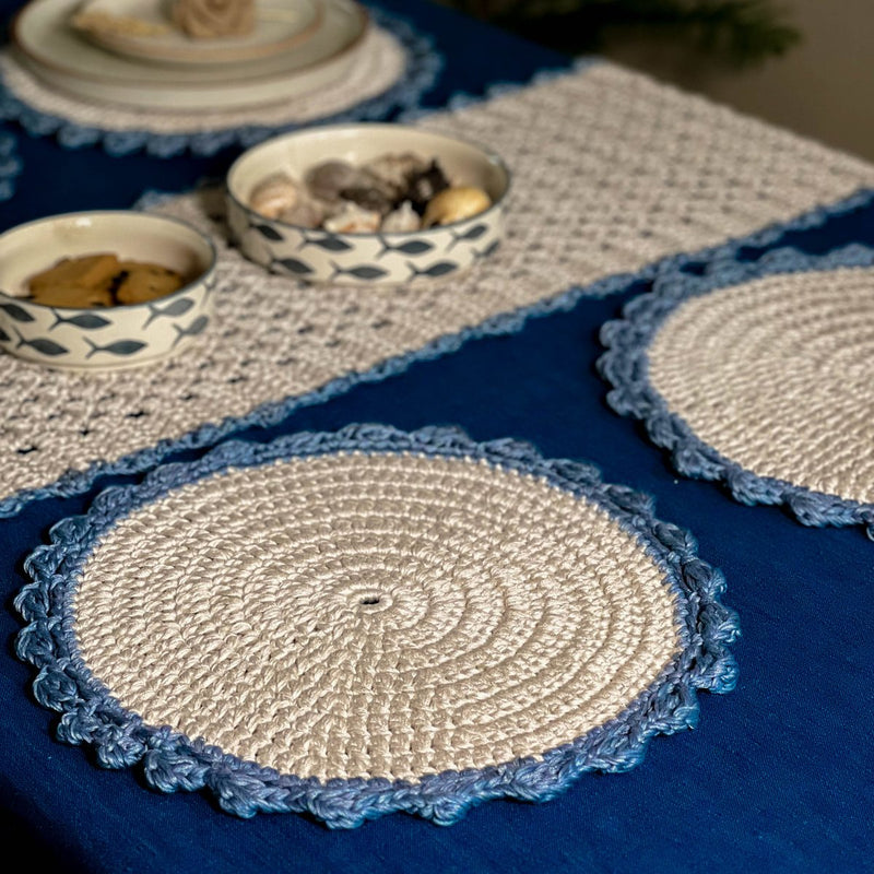 Buy Sandhya Handmade Designer Crochet Runner & Mat Set | Shop Verified Sustainable Table Decor on Brown Living™