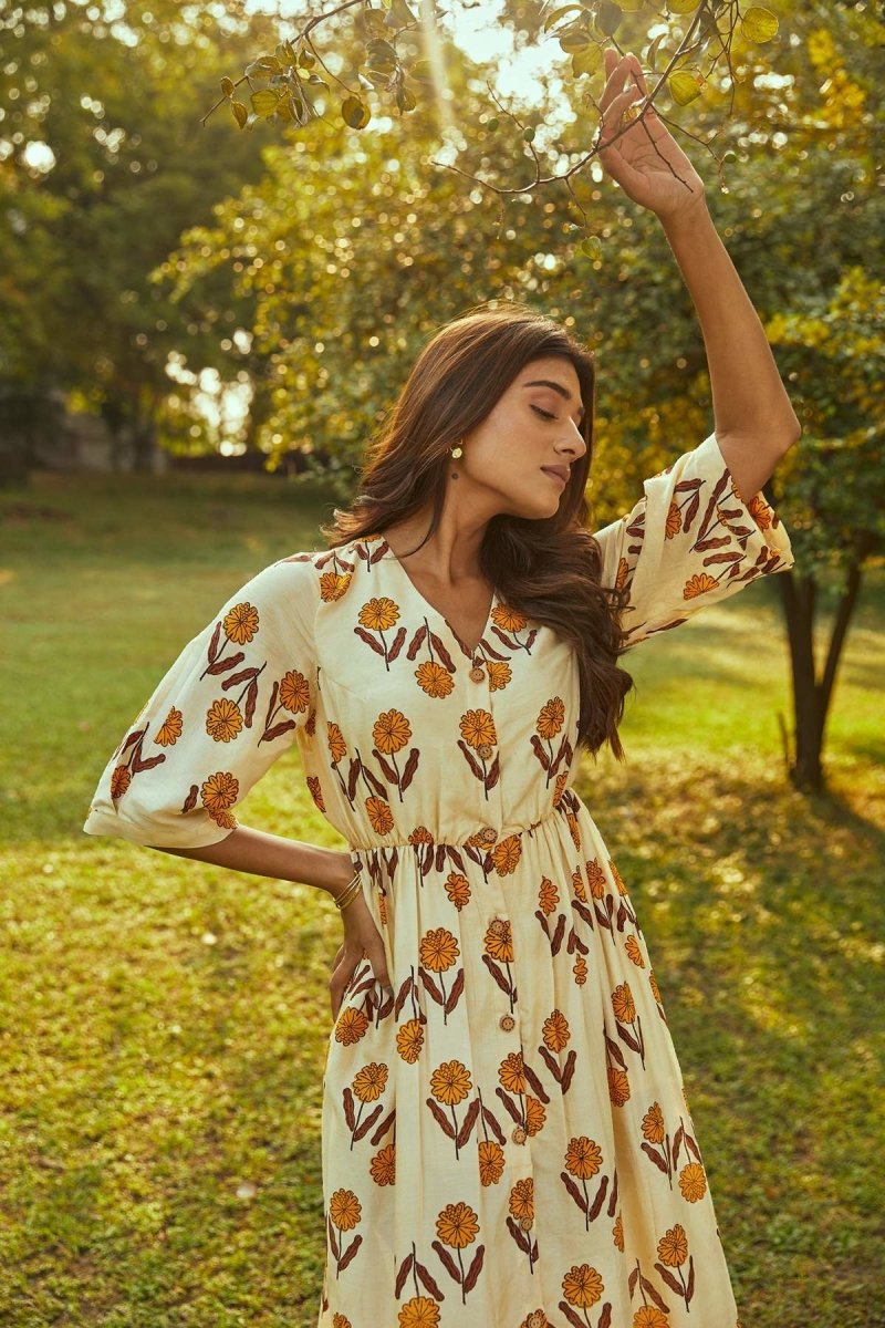 Buy Sandy Acacia Kaftan Dress | Shop Verified Sustainable Womens Dress on Brown Living™