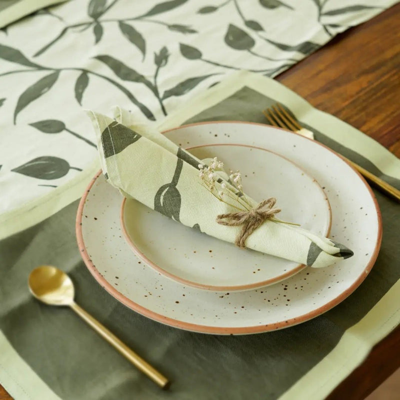 Buy Screen Printed Natural Fabric Dinner Napkins | Set of 2,4 & 6 | Shop Verified Sustainable Table Linens on Brown Living™