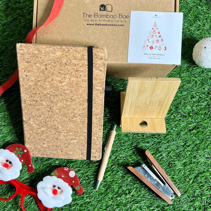 Buy Secret Santa Hamper | Christmas Gift Box | Mobile Stand | Stapler | Pen | Diary | Shop Verified Sustainable Gift on Brown Living™