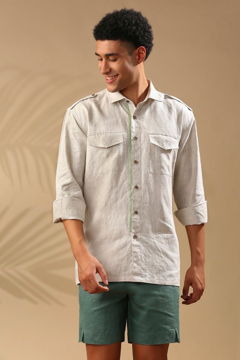 Buy Sequoia Elbow Patch Shirt - Oatmeal | Shop Verified Sustainable Mens Shirt on Brown Living™