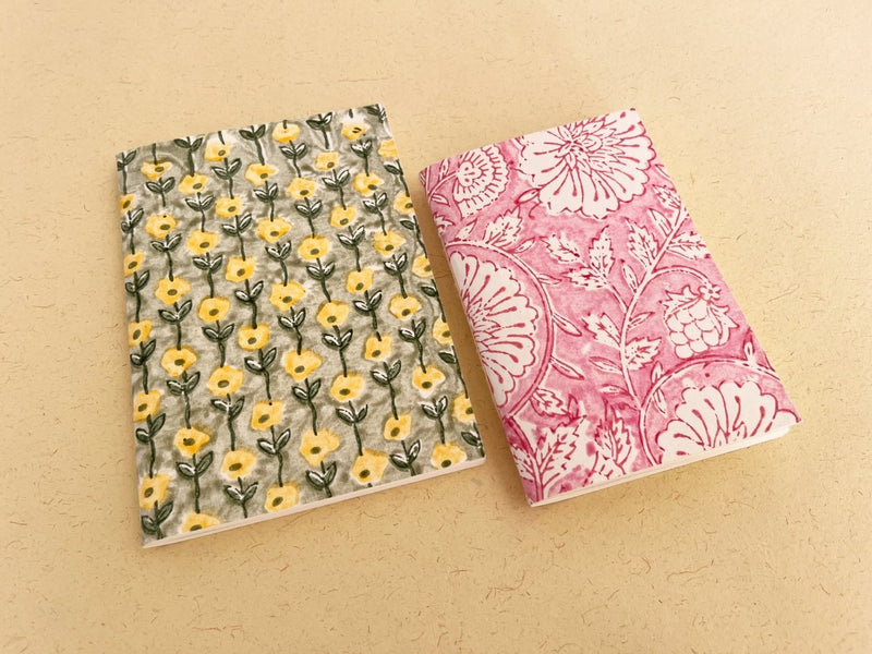 Buy Set of 2 handmade block print journal | Eco - friendly notebook | Sustainable | Upcycled cotton rag paper | Shop Verified Sustainable Notebooks & Notepads on Brown Living™