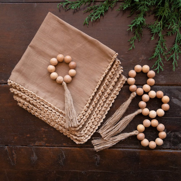 Buy Champa Brown Set of 4 Napkins with Napkin Rings | Shop Verified Sustainable Table Essentials on Brown Living™