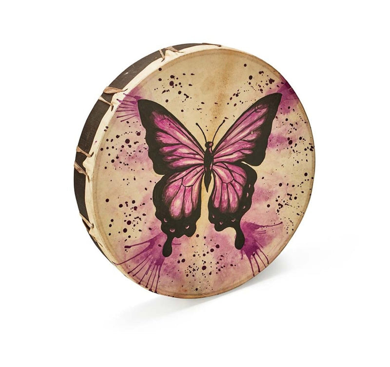 Buy Shamanic Drum- Butterfly painting | Shop Verified Sustainable Musical Instruments on Brown Living™