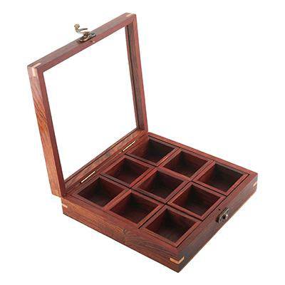 Buy Sheesham Wooden Table Top Spice Box Masala Dabba Namak Dani | Shop Verified Sustainable Kitchen Organisers on Brown Living™