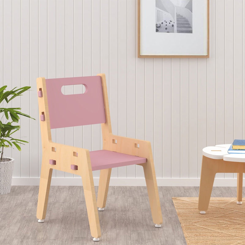 Buy Silver Peach Childrens Wooden Chair | Shop Verified Sustainable Decor & Artefacts on Brown Living™