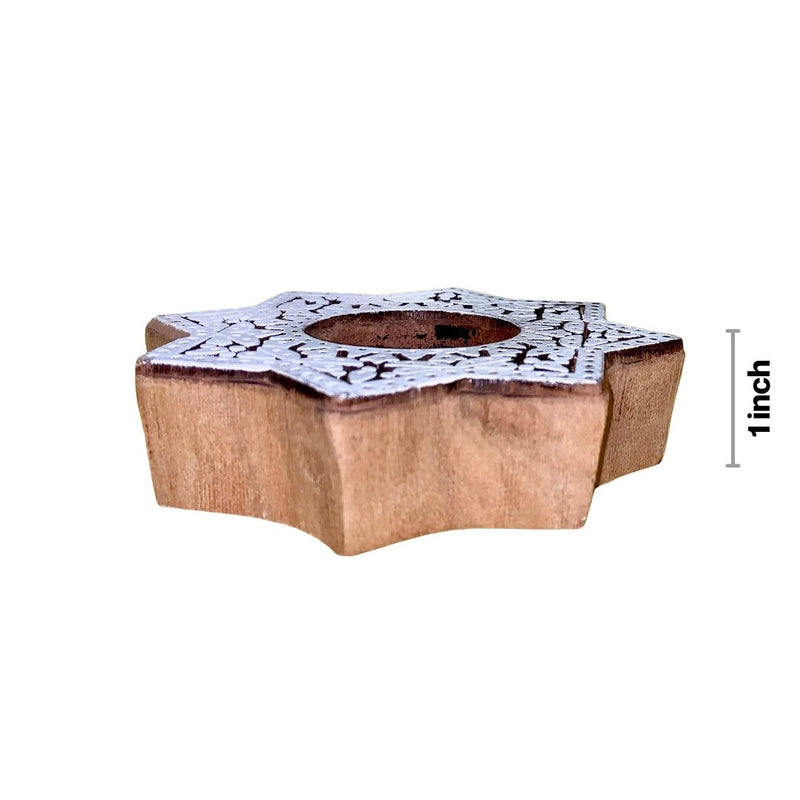 Buy Sitara Tea Light Holder | Wooden handcrafted tea light holder | Pack of 6 Soy Wax Tea Light Candles | Shop Verified Sustainable Candles & Fragrances on Brown Living™