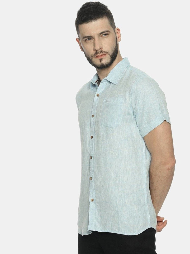 Buy Sky Blue Colour Slim Fit Hemp Casual Shirt | Shop Verified Sustainable Mens Shirt on Brown Living™