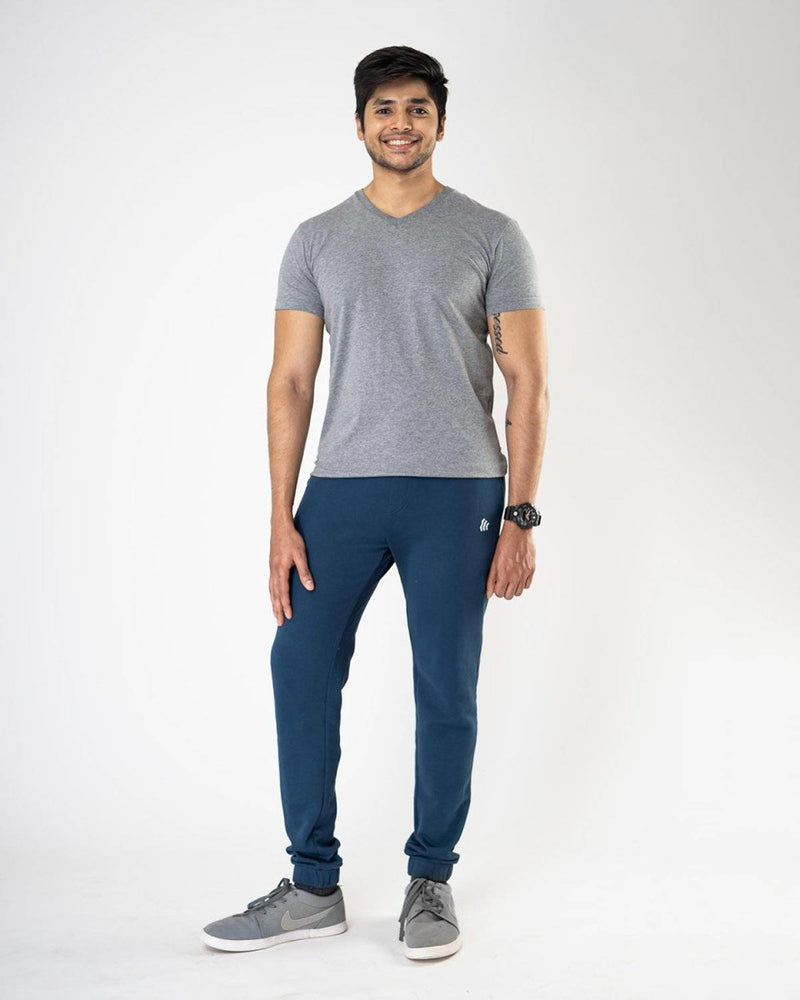 Buy Solid Men's Blue Athleisure Joggers | Shop Verified Sustainable Mens Pants on Brown Living™