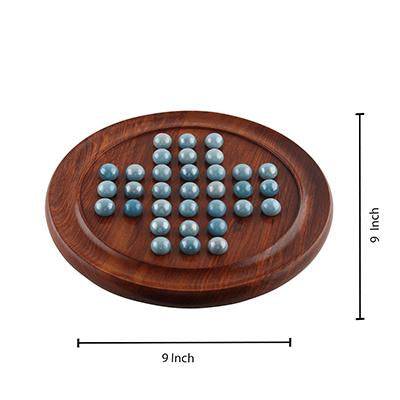 Buy Games Solitaire Board in Wood with Glass Marbles- 9 inch (Brown) | Shop Verified Sustainable Learning & Educational Toys on Brown Living™