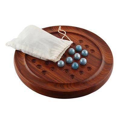 Buy Games Solitaire Board in Wood with Glass Marbles- 9 inch (Brown) | Shop Verified Sustainable Learning & Educational Toys on Brown Living™