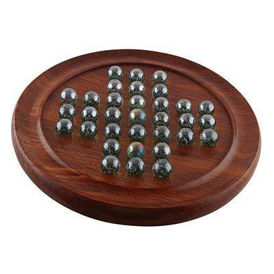 Buy Games Solitaire Board in Wood with Glass Marbles- 9 inch (Brown) | Shop Verified Sustainable Learning & Educational Toys on Brown Living™