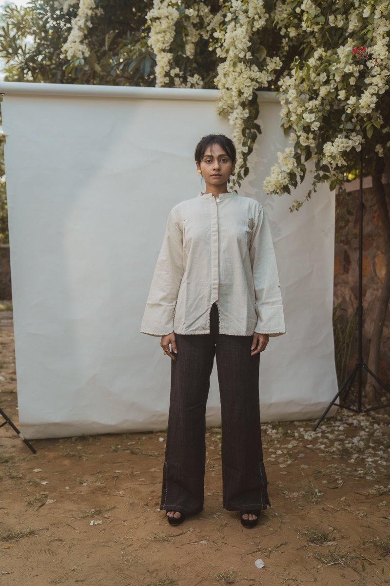 Buy Sonder Cotton Mandarin Collar Blouse | Shop Verified Sustainable Womens Blouse on Brown Living™