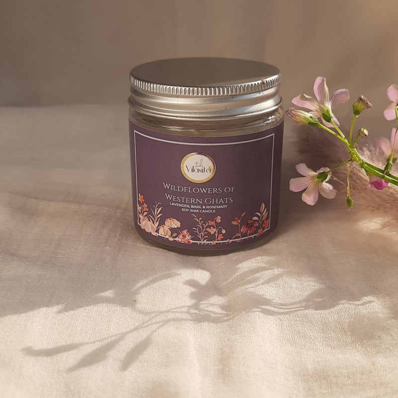 Soy Wax Candle- Wildflowers of Western Ghats | Lavender, Rosemary & Basil | Verified Sustainable Candles & Fragrances on Brown Living™