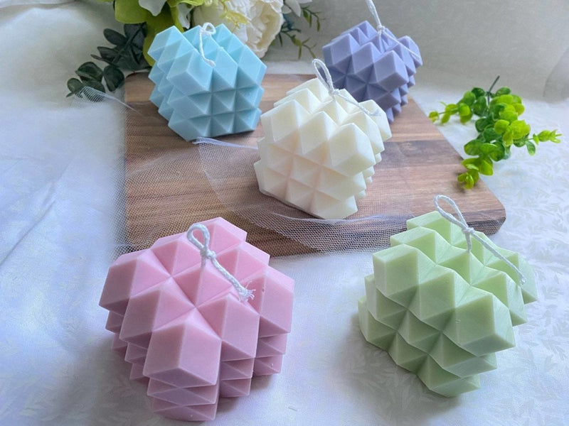 Buy Spike Cube Sculpted Pastel Aroma Candle - Set of 5 | Shop Verified Sustainable Candles & Fragrances on Brown Living™