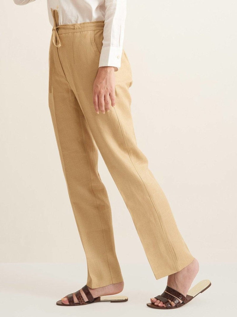 Buy Straight Fit Linen Pants - Herringbone Weave | Shop Verified Sustainable Womens Pants on Brown Living™