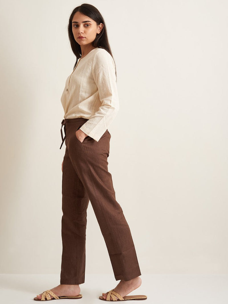 Buy Straight Fit Linen Pants - Twill Weave | Shop Verified Sustainable Womens Pants on Brown Living™