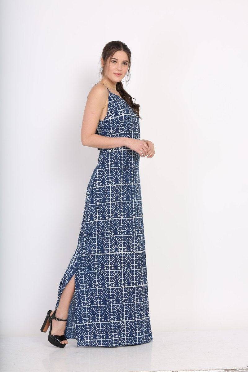 Buy Strappy Indigo Maxi Dress | Shop Verified Sustainable Womens Dress on Brown Living™