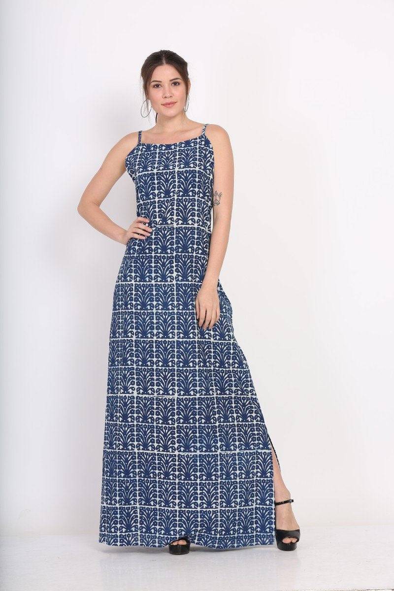 Buy Strappy Indigo Maxi Dress | Shop Verified Sustainable Womens Dress on Brown Living™